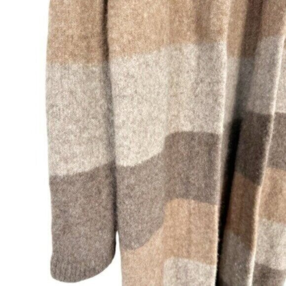 Jenni Kayne Yak Alpaca Wool Stone Stripe Long Cardigan Sweater Coat Size XS - Picture 7 of 12